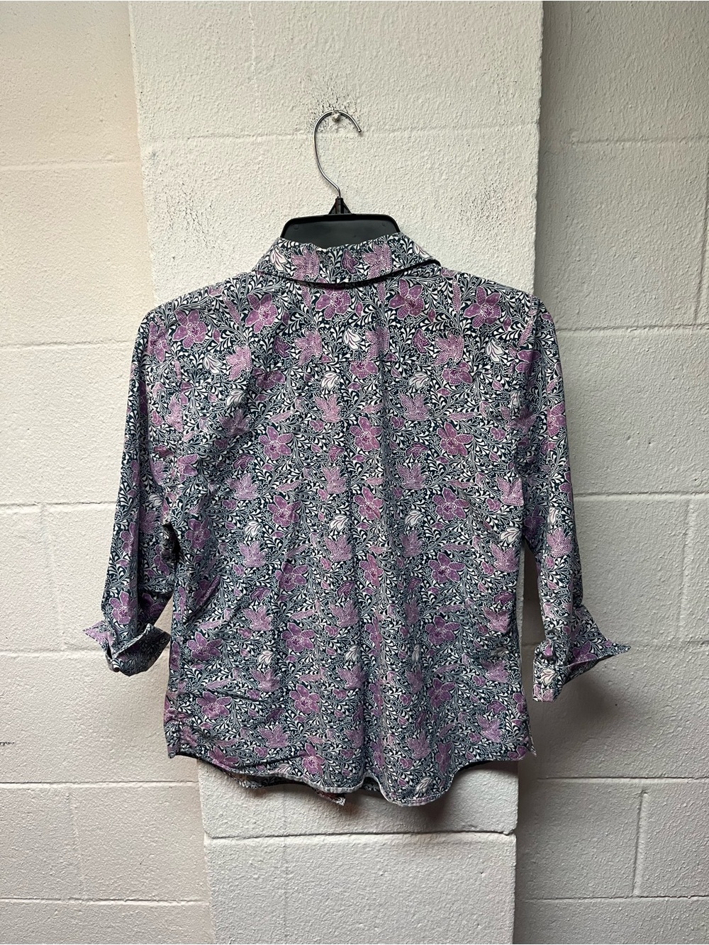 Westbound Purple Floral Collared Blouse on Navy Print - Picture 4 of 4